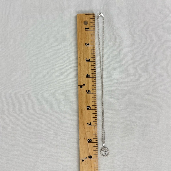 16" Silver Necklace with Silver Cross - Picture 4 of 4